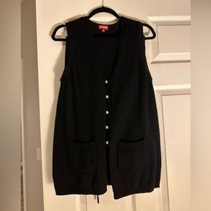 STAUD Jo Sweater Pearl Button Black Vest Size L